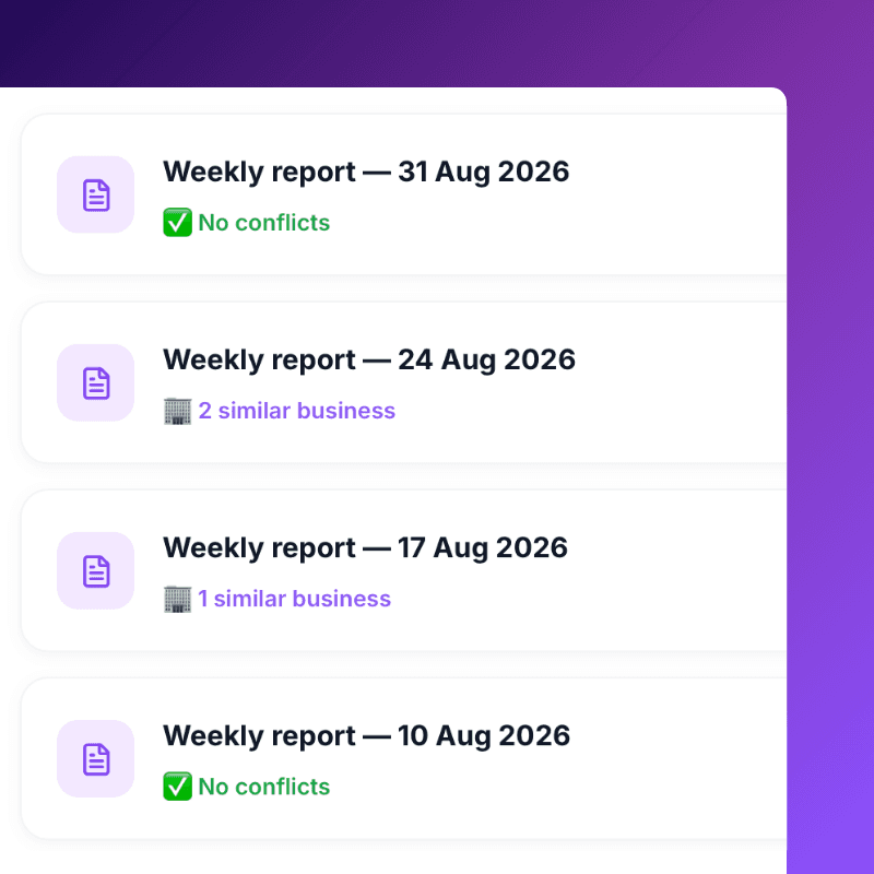 Weekly trademark conflict report