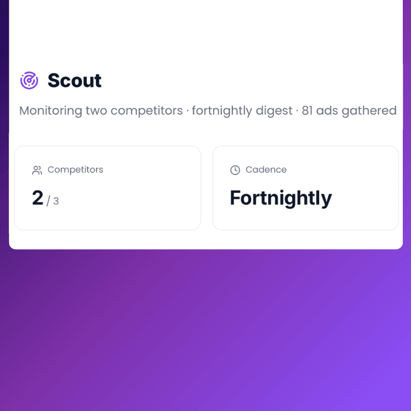 Add competitors to monitor anytime